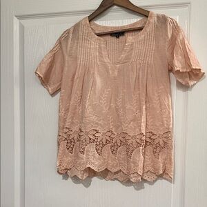 POL Peach Embroidered Women's Top NWOT